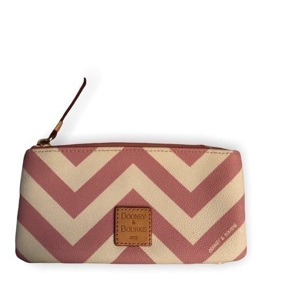 DOONEY and bourke pink white chevron pouch